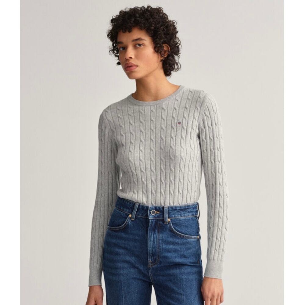Vintage Gray Cotton Classic Coastal Fisherman Cable Knit Sweater Large - Picture 8 of 8